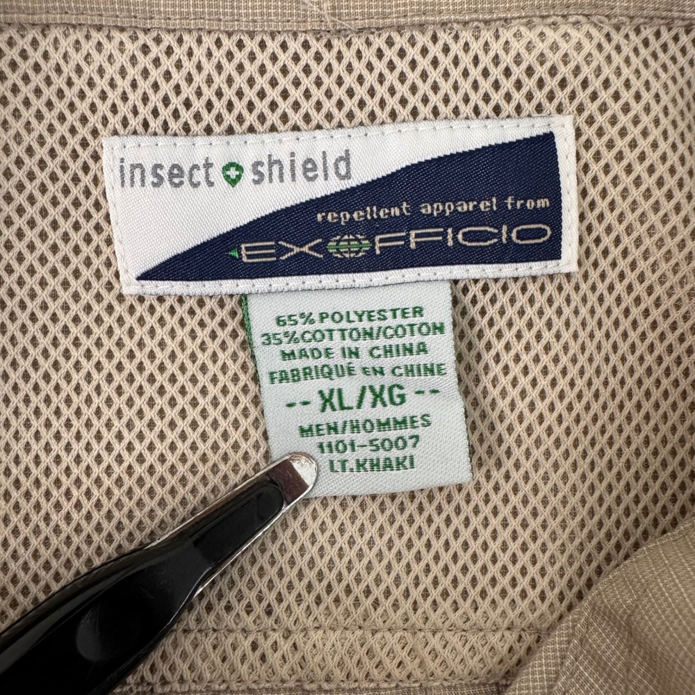 ExOfficio XL Khaki Insect Shield Ventilated Ripstop Mens Hiking Fishing Shirt - Picture 8 of 16
